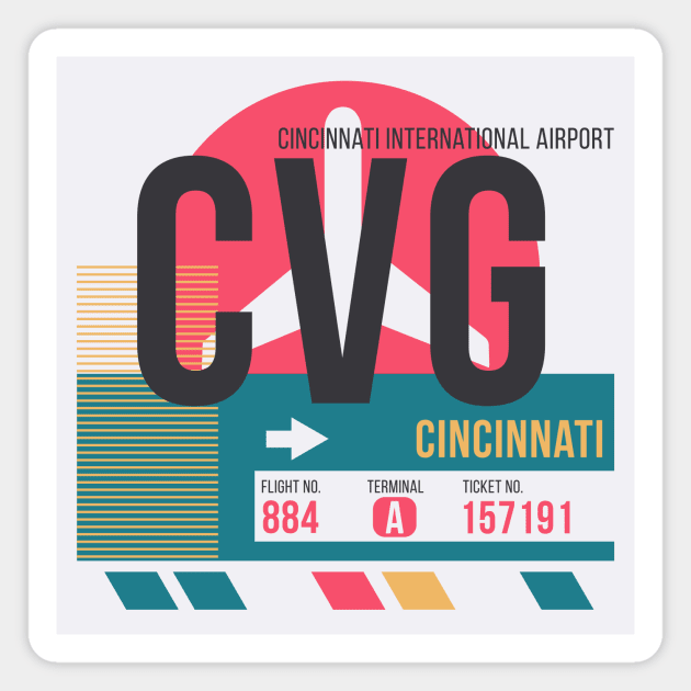 Cincinnati (CVG) Airport // Sunset Baggage Tag Magnet by Now Boarding